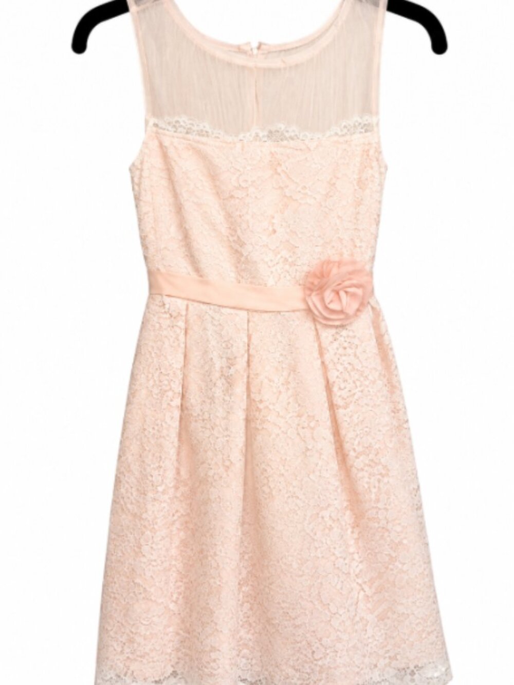 Girls Blush Pink Lace Party Dress Size 7 Sleeveless Floral